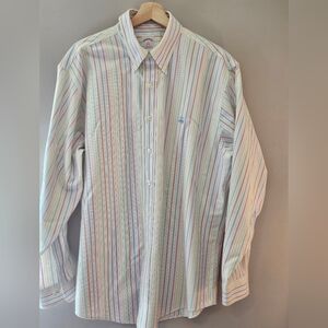 Brooks Brothers White and Blue Casual Button Down Shirt